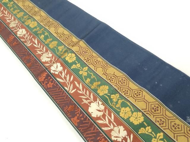 美品　本場筑前博多織　半幅帯　花間道　正絹　逸品 平和屋着物◎本場筑前博多織 半幅帯 花間道 証紙付き 正絹 逸品