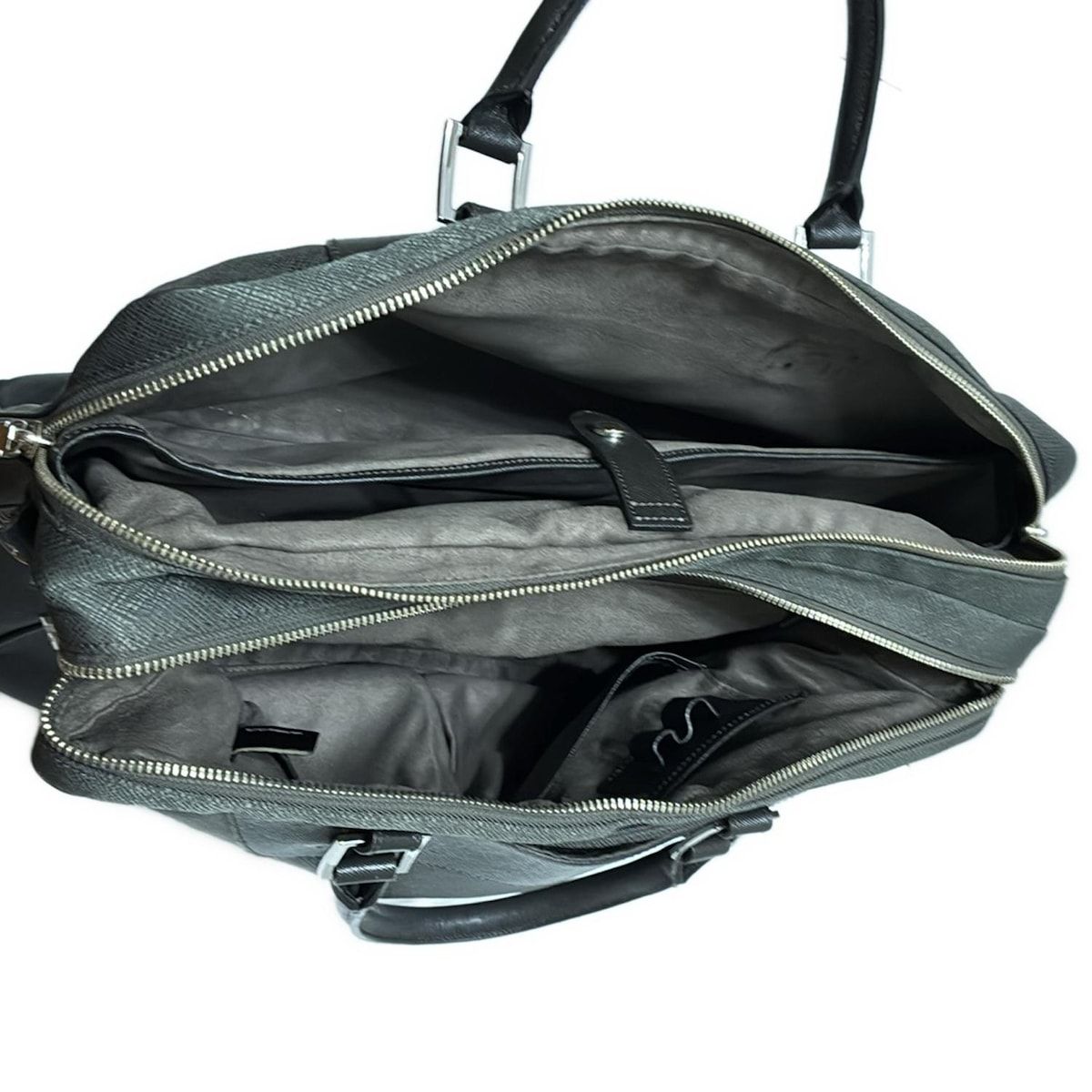 pelle morbida ペッレモルビダ ビジネスバッグ - ダークグリーン×黒 本体ロックなし レザー DECORATOM_COM_BR