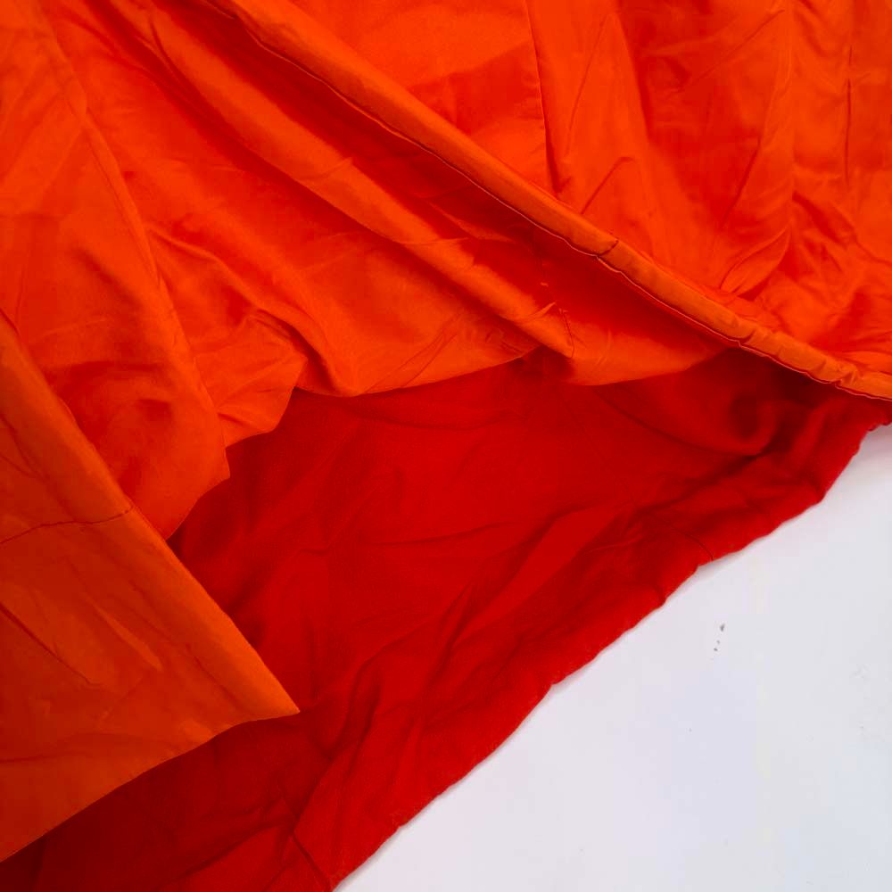 本振袖 引き振袖 正絹 赤 花柄 古典 刺繍 結婚式 裄64.2cm Bランク  