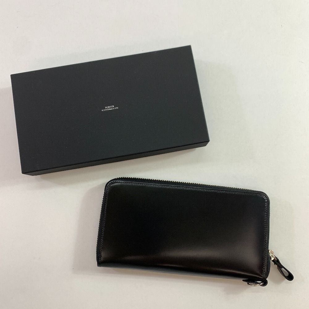 04w3979▽ ポーター カウンター ロングウォレット 037-02978 吉田カバン 財布 長財布 本革 レザー ラウンドファスナー ブランド ユニセックス ブラック 八王子店