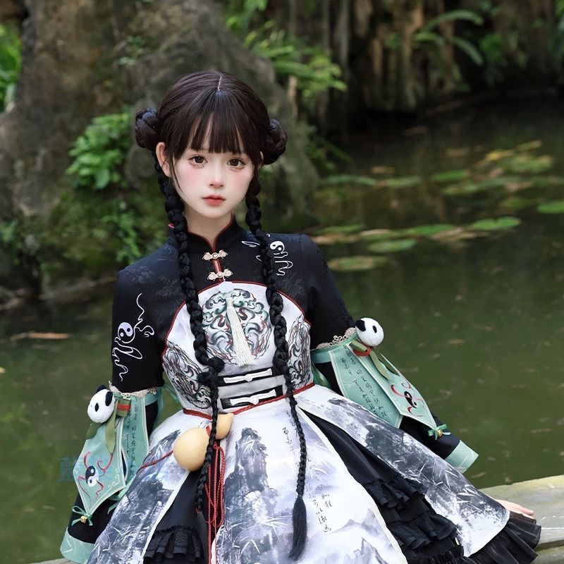 幻想×和風ロリータ 竹林妖精スタイルの魅惑ワンピース｜病みかわいい＆ゴスロリデザイン｜サブカル服セット