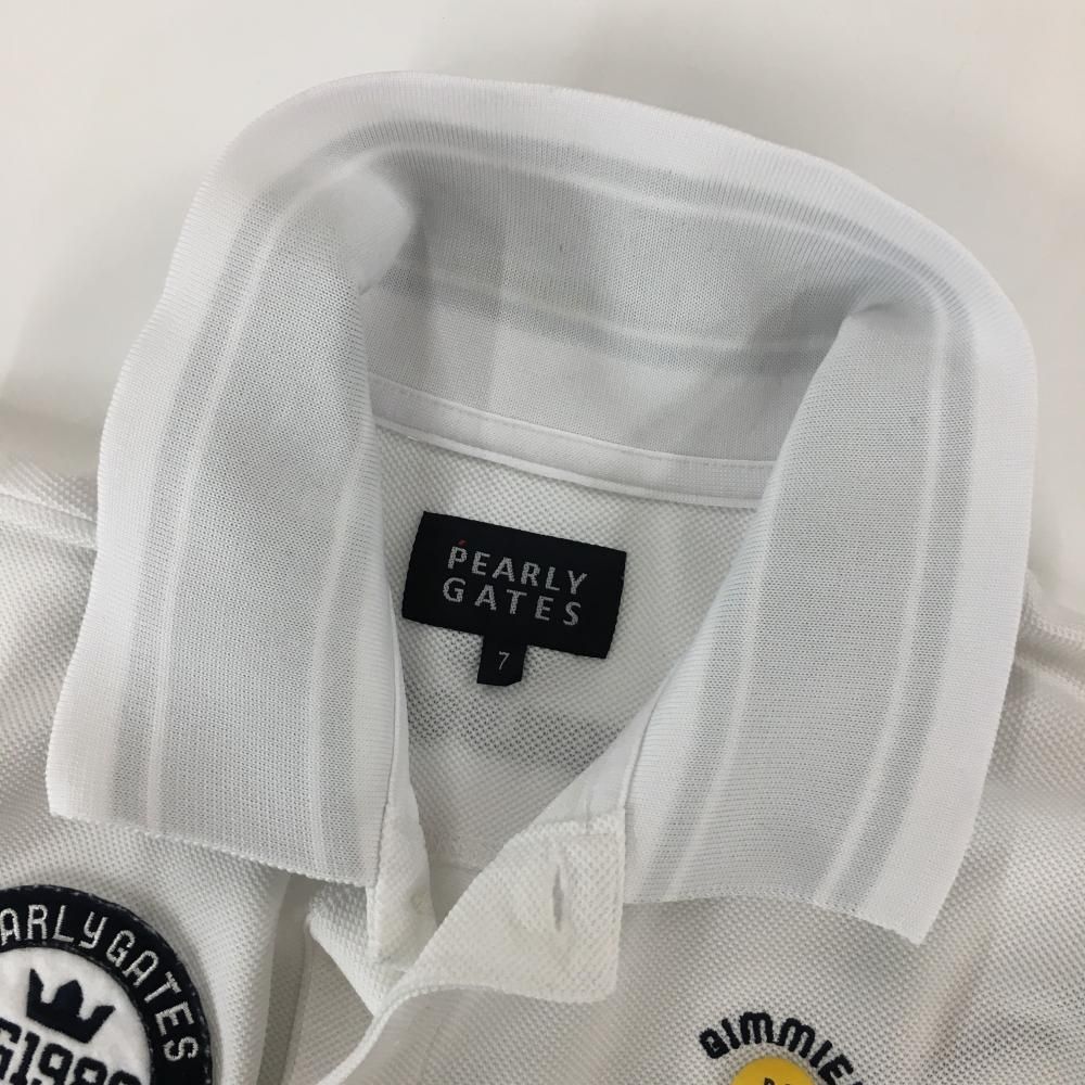 パーリーゲイツ 半袖ポロシャツ 白 襟裏ライン ニコちゃん