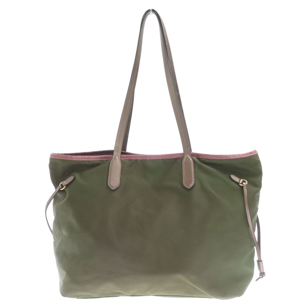 【美品】PRADA ハンドバッグ カーキ テスート トートバッグ PRADA プラダ テスート 三角ロゴプレート カーキ シルバー金具