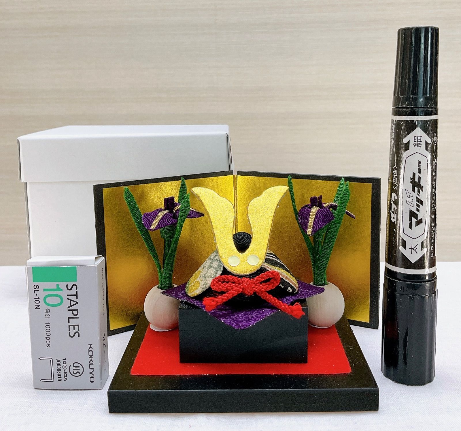 リリイ様確認用 子どもの日 兜 ハンドメイド ミニチュア ミニ屏風 金