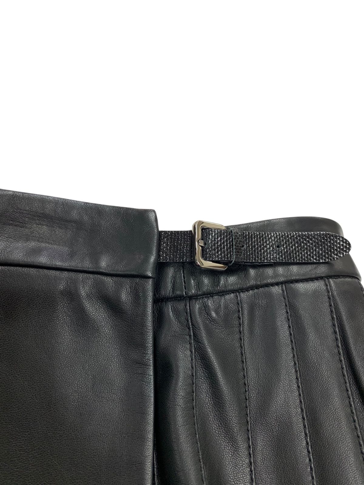 ロエベ 17108410000 スカート 34 ブラック ラムレザー プリーツ 蛇  