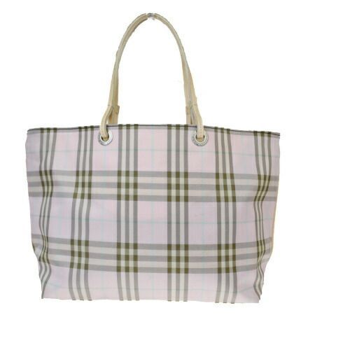 【中古】 バーバリー(Burberry) ノバチェック ナイロン，レザー トートバッグ ピンク 03GB465