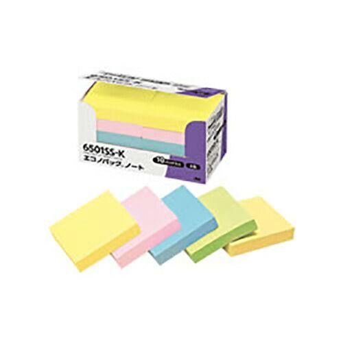 まとめ買い10個セット品 スリーエム ポスト イット Ｒ 強粘着製品 単品 ５個入 エコノパック ＴＭ 製品シリーズ パワーパック 6501SS-K 混色４色 イエロー ピンク ブルー グリーン 10個