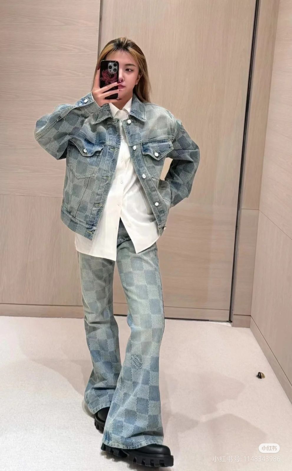LOUIS VUITTON フロック チェッカーボードジーンズ ルイ・ヴィトン（LOUIS VUITTON） ファージー・ウォン（Pharrell