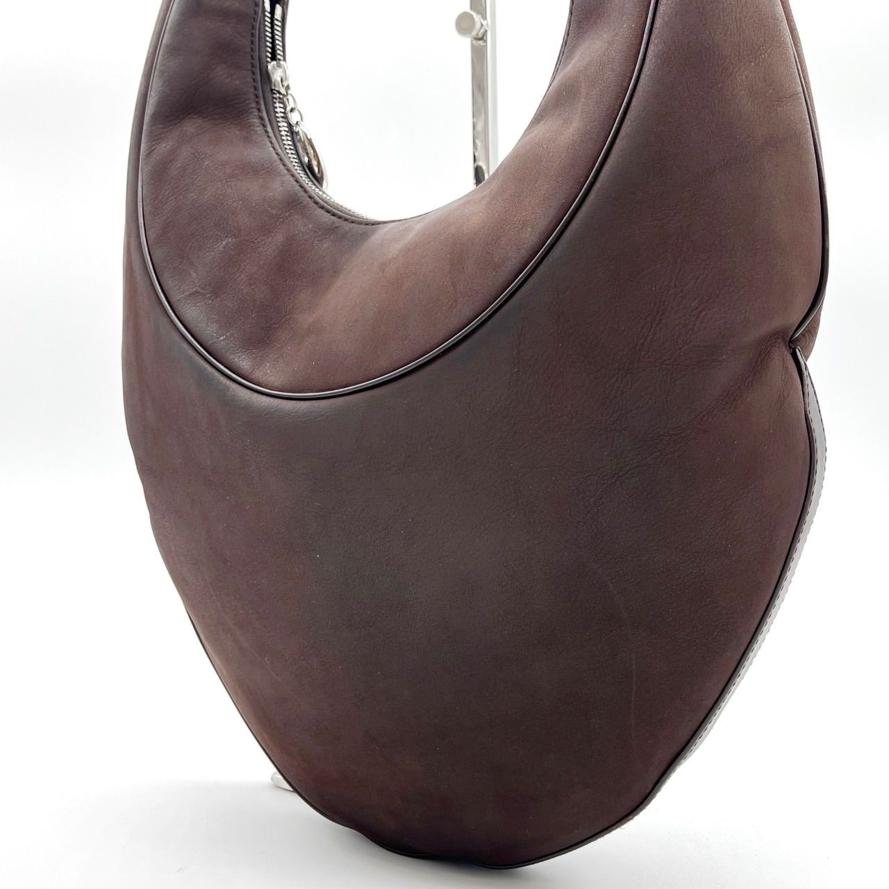 希少】BVLGARI brown Leather Hobo One Shoulder Bag - メルカリ