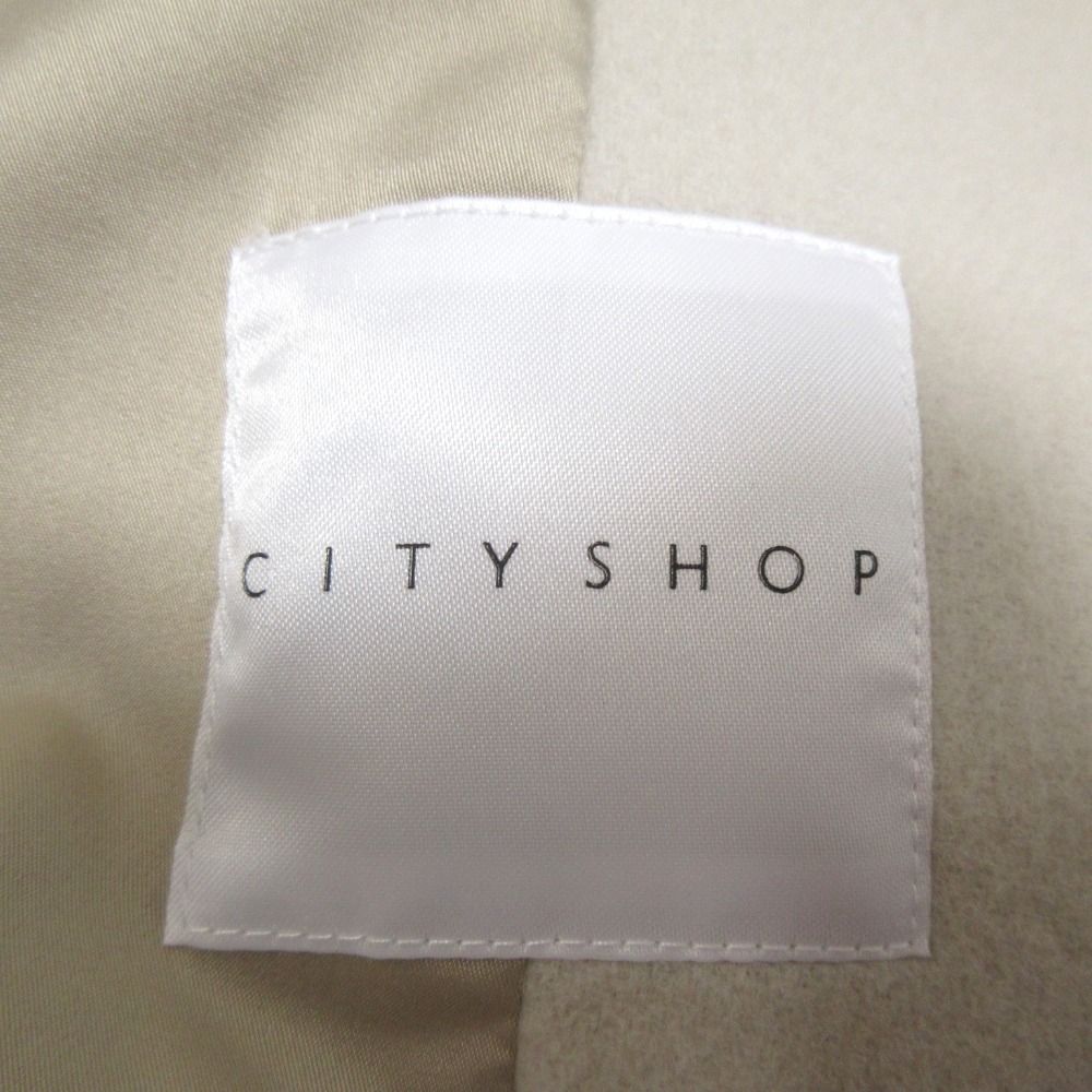 CITYSHOP - 未使用 CITYSHOP シティショップ ウールブレンド ノーカラー オーバーコクーンコート 19-020-042-5060 サイズF ベージュ レディース 古着 中古 USED 未使用 CITYSHOP シティショップ ウールブレンド ノーカラー