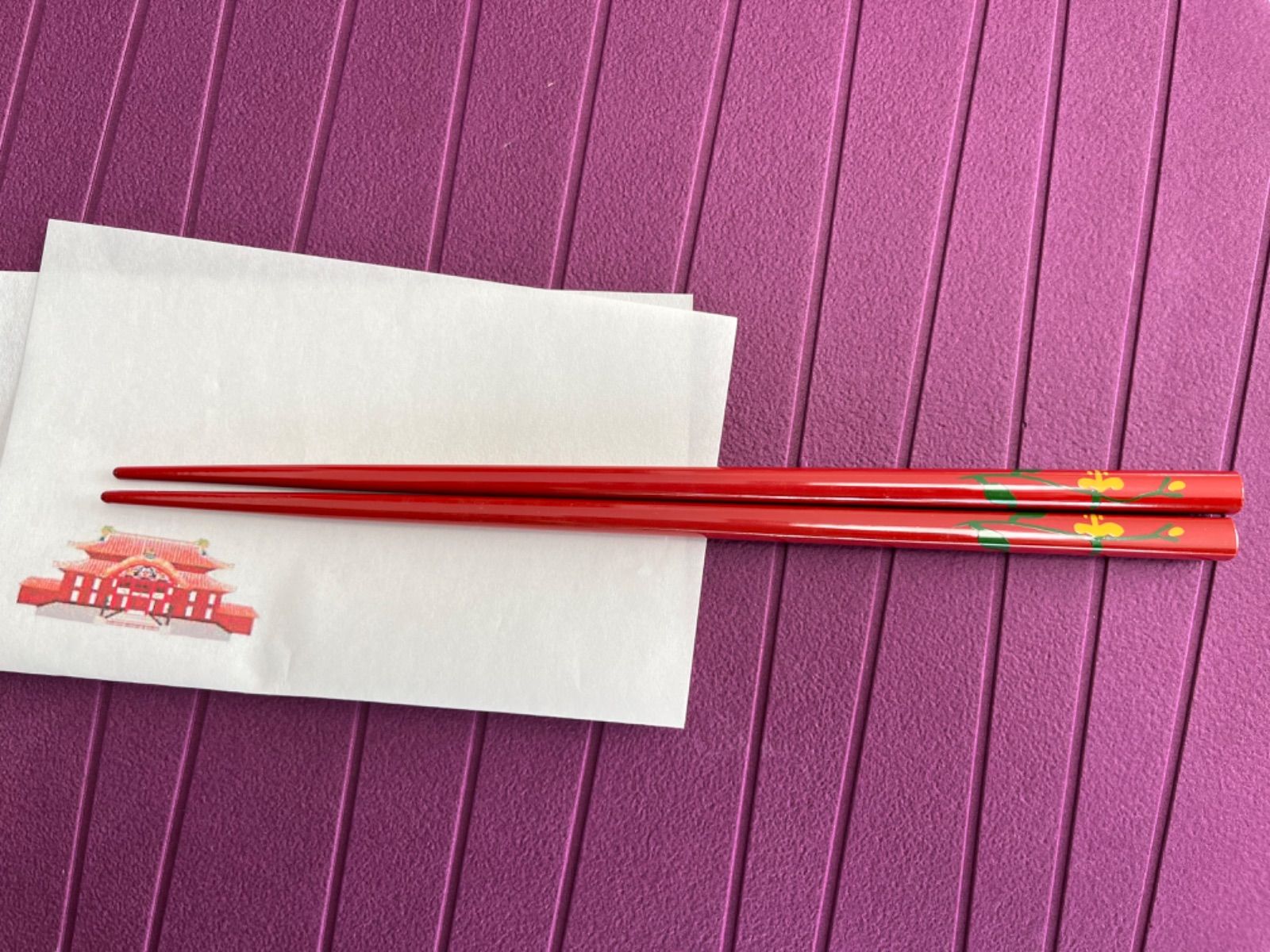 琉球漆器のお箸 朱色花柄ハイビスカス 1膳 - メルカリ 琉球漆器のお