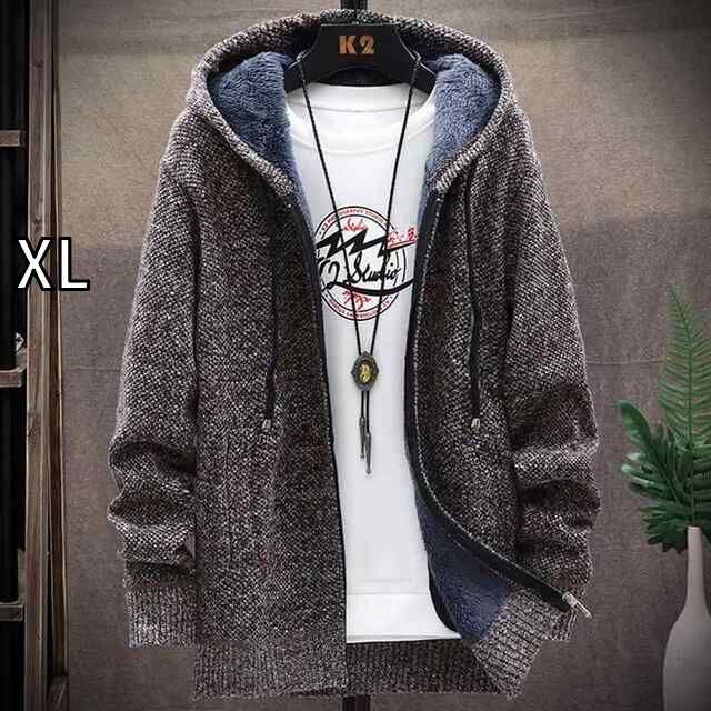[XL]メンズ ファッション 服 男性用 オシャレ シンプル 大人 かっこいい 大きいサイズ ストリート 紳士服 ベルベット 厚手 ジャケット セーター 韓国 スタイル スリム トップス ニット ジャケット
