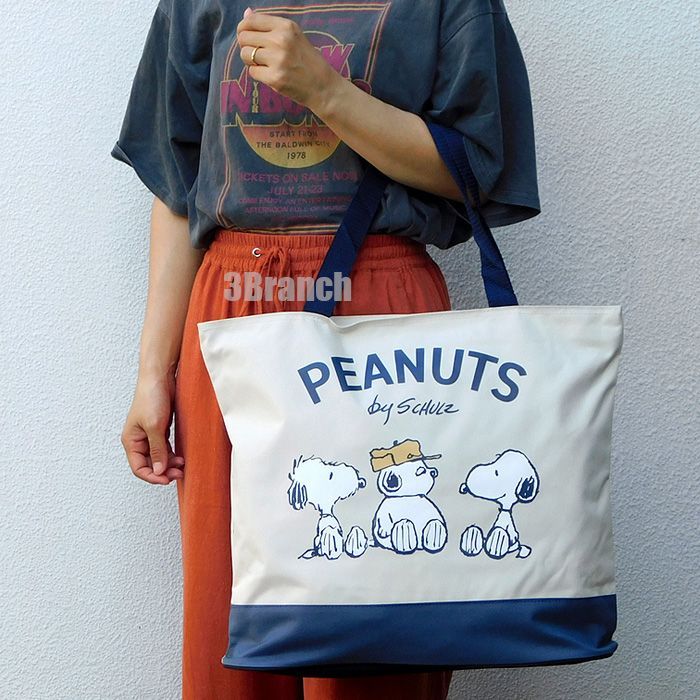 新品未使用】SNOOPYビッグエコバッグ トートバッグ チャック付  