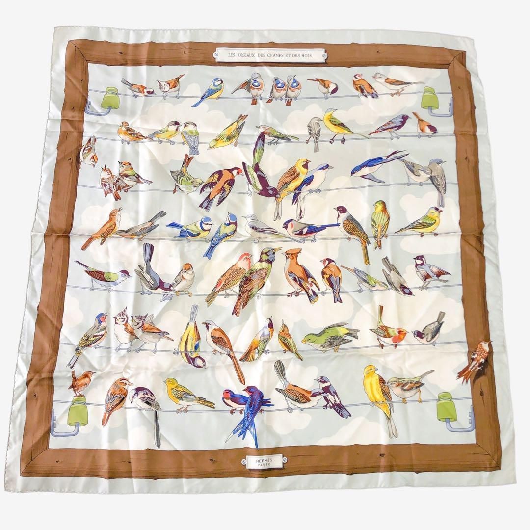エルメス 鳥たちの競演 カレ90 OISEAUX DES CHAMPS スカーフ