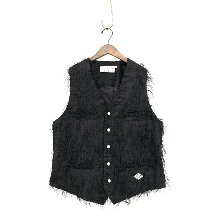 エルコンダクター ハーフ ベスト  美品 黒 サンプル品 PD20SJ03 2024AW el conductorH コンダクター 5BUTTONS SHAGGY FRINGE