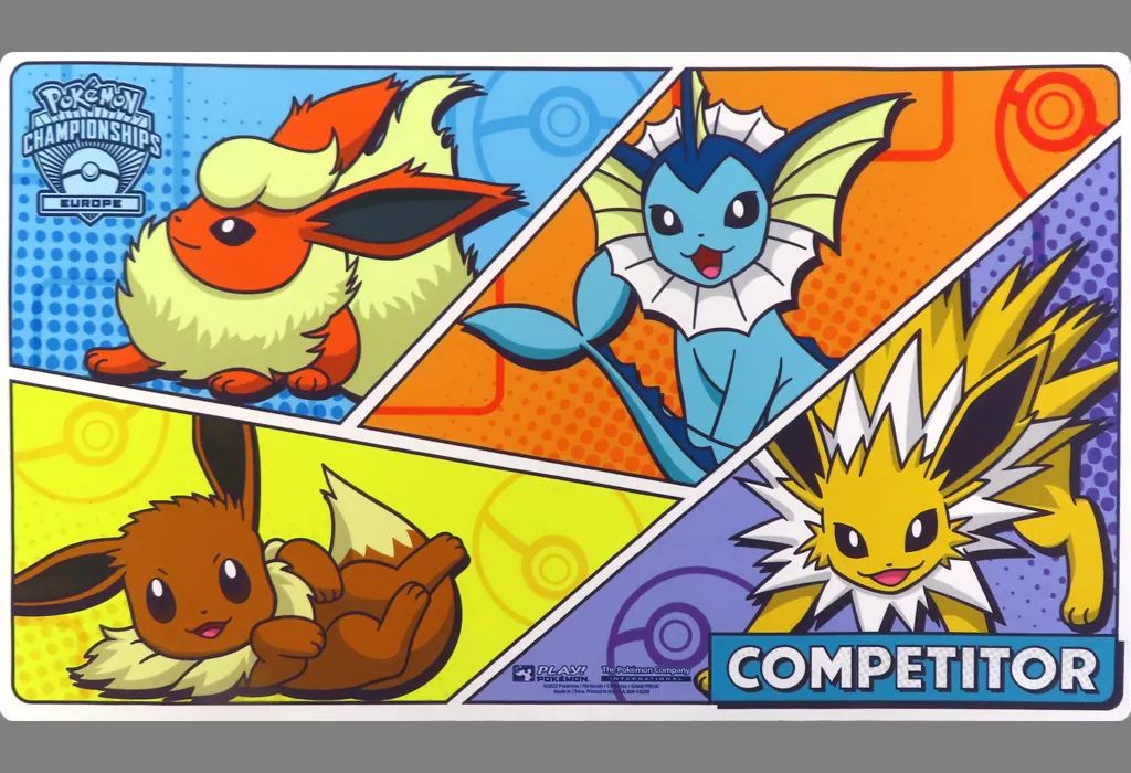 サプライ ポケモンカードゲーム 英語版 プレイマット イーブイ＆ブースター＆シャワーズ＆サンダース 2025 Pokemon Europe International Championships COMPETITOR -ポケモンヨーロッパインターナショ