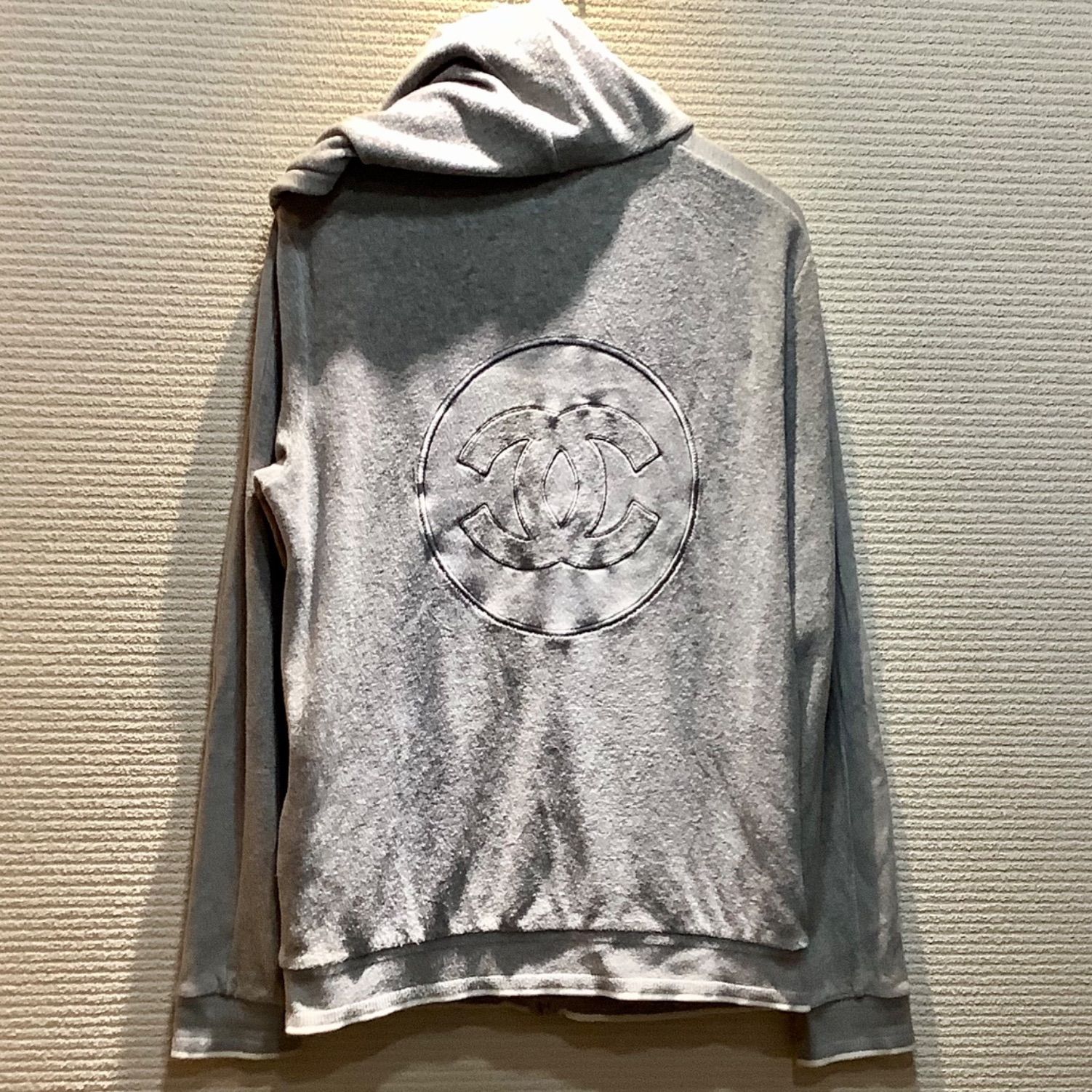 シャネル CHANEL 09C 後ろココマーク パイル地 パーカー フーディー グレー 40 P34153 E1019|T51