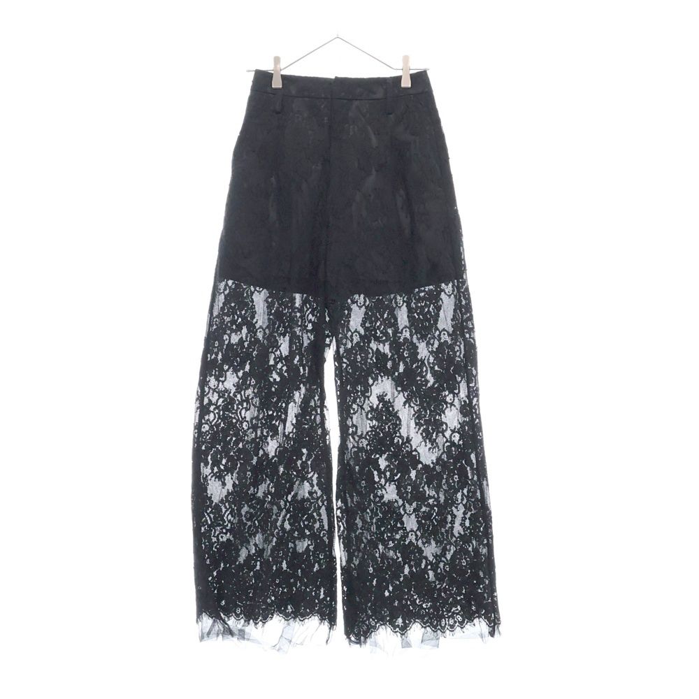 VIVIANO (ヴィヴィアーノ) 24AW レース レイヤードタックスラックスパンツ ブラック VS-AW24-P02