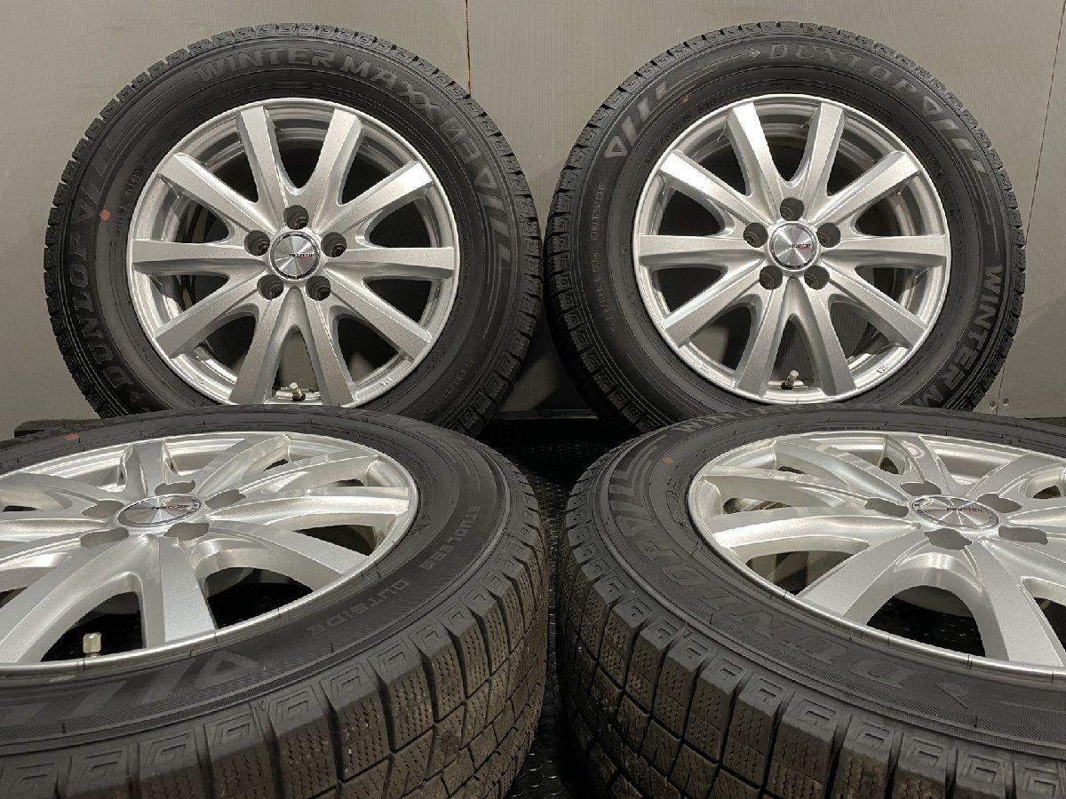 DUNLOP WM03 195|65R15 スタッドレス Weds ravrion RS01 15インチ 4本 6J5HPCD100 43 23年製 バリ溝 プリウス ウィッシュ等 KTC178