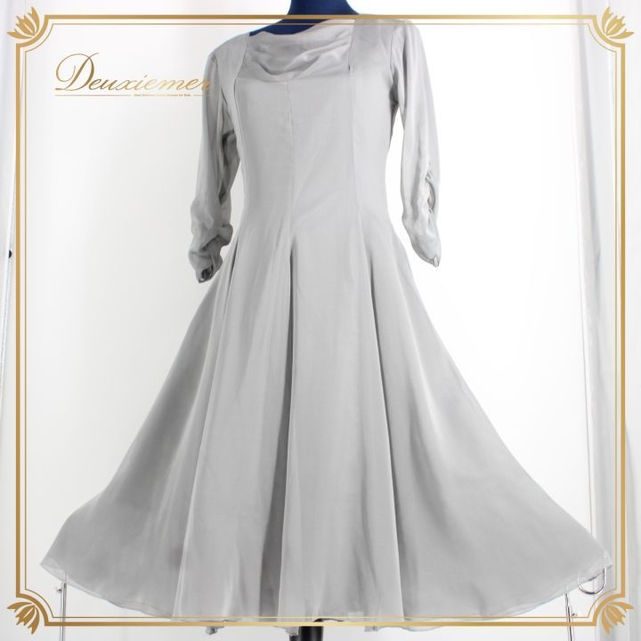 社交ダンス 衣装 ドレス ワンピース レッスンウェア パーティ衣装 女性用 レディース オールシーズン 無地 SEKINE セキネ グレイ系 シンプル 気品 シンプルデザイン おしゃれ 大人 ダンス練習 着心地 ゆったり フォーマル