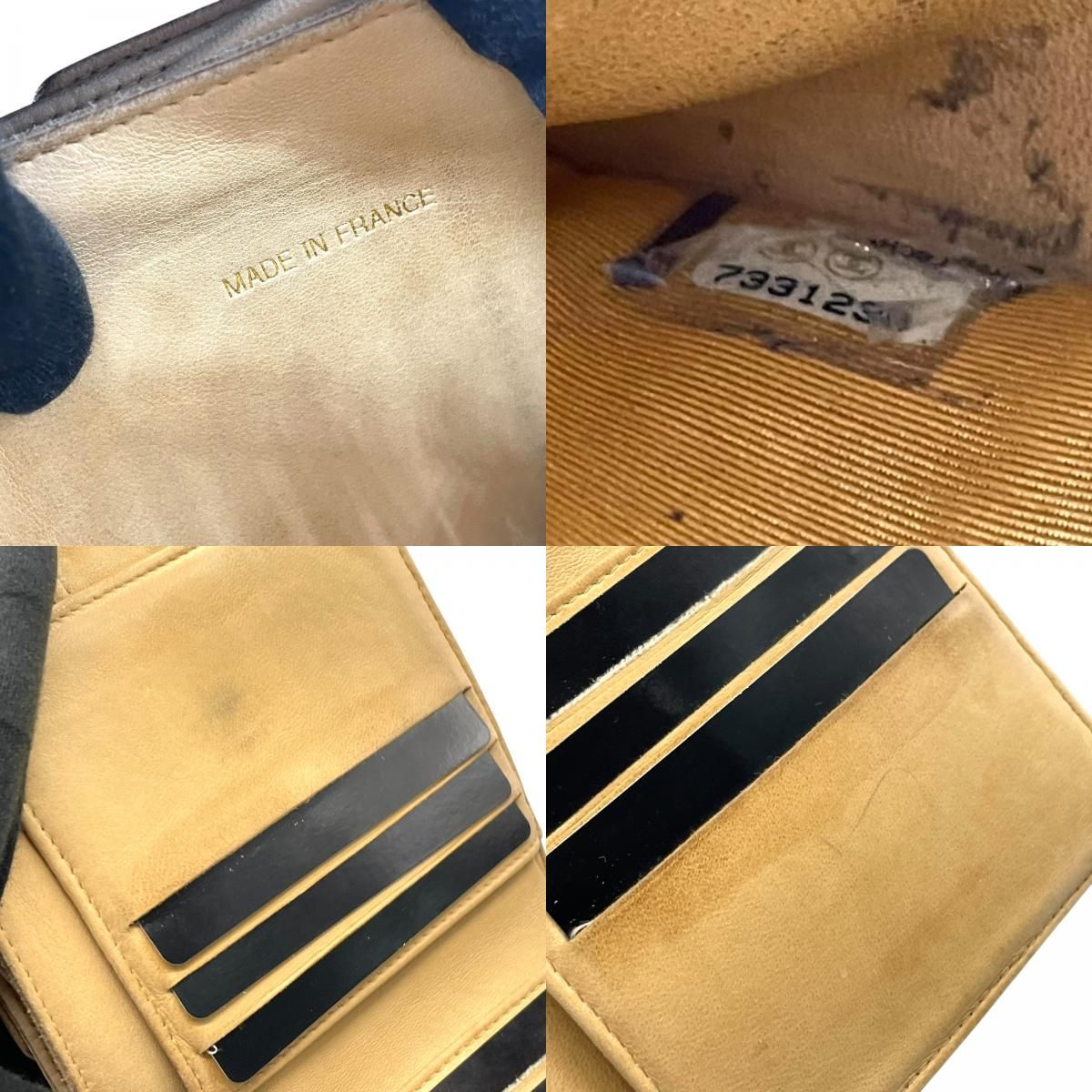 シャネル CHANEL 三つ折り財布 キャビアスキン調 レザー ココマーク 型 