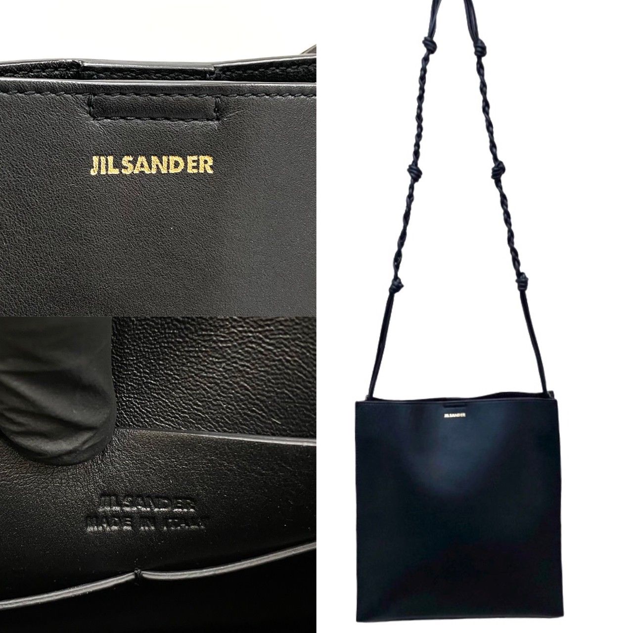 JIL SANDER ブラック レザー ショルダーバッグ 保存袋付き