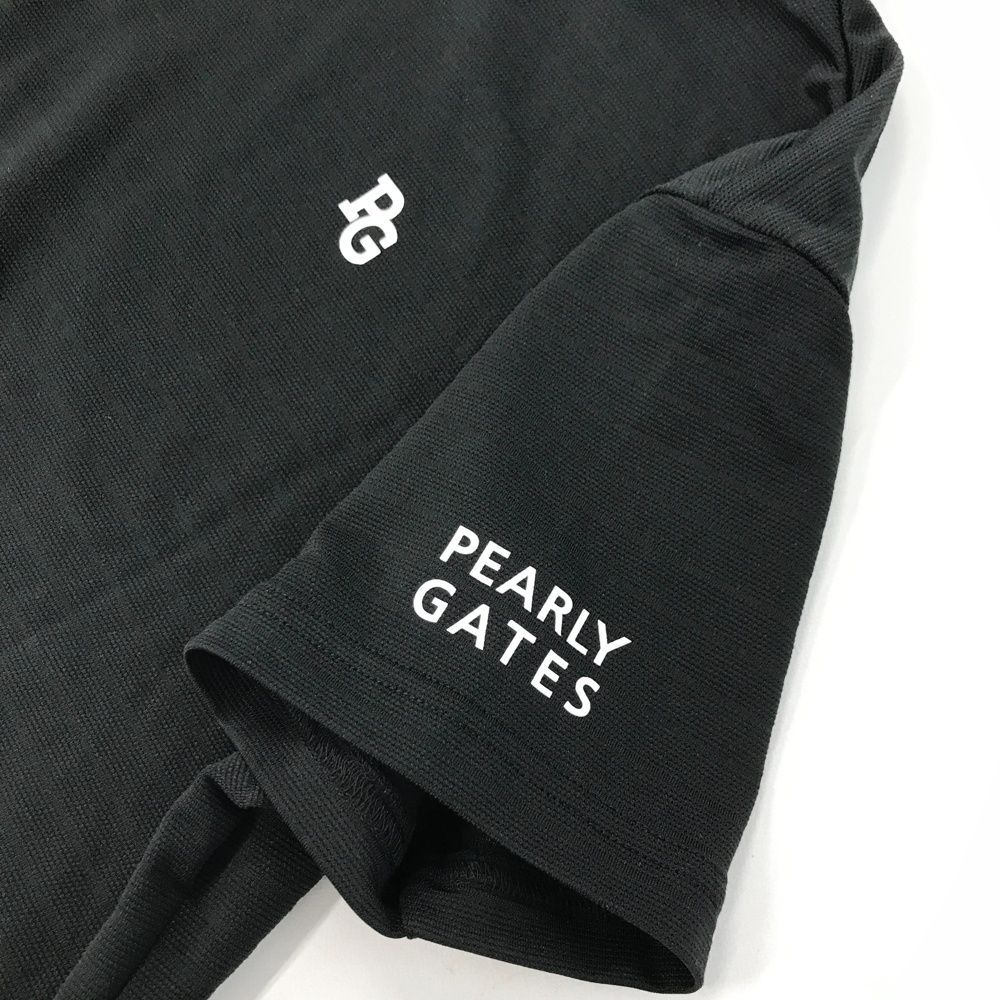 サイズ：2 PEARLY GATES パーリーゲイツ 2025年モデル バックプリント モックネック半袖Tシャツ  ブラック系 [240101497882] ゴルフウェア レディース ストスト サイズ：2 PEARLY GATES パーリーゲイツ 2025年モデル バック