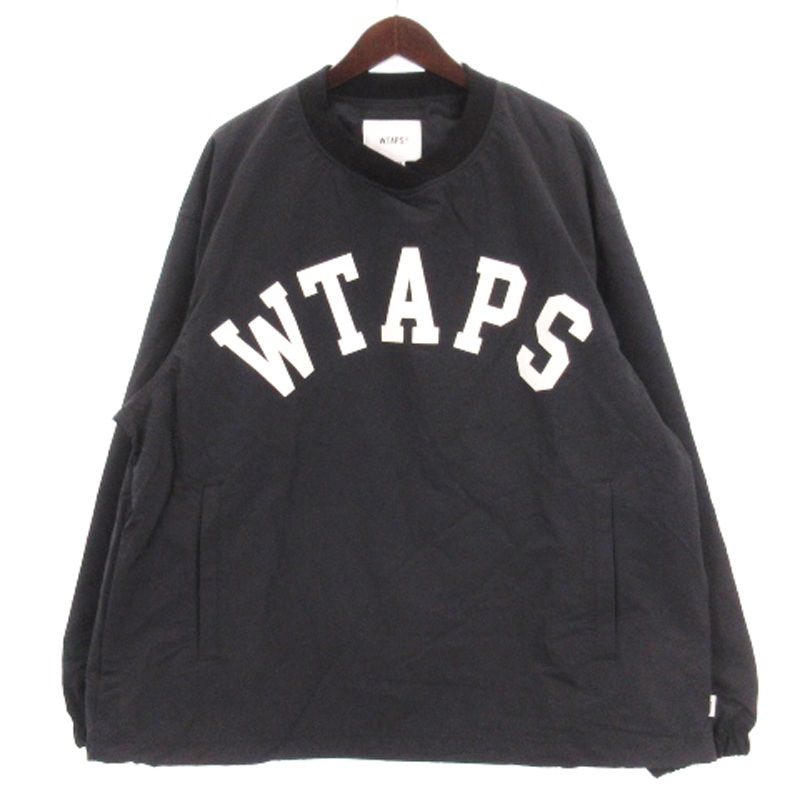 ダブルタップス WTAPS FINDER /LS / NYLON. TUSSAH プルオーバー ナイロン シャツ トレーナー 刺繍 242CWDT-SHM03 ブラック 4 XL