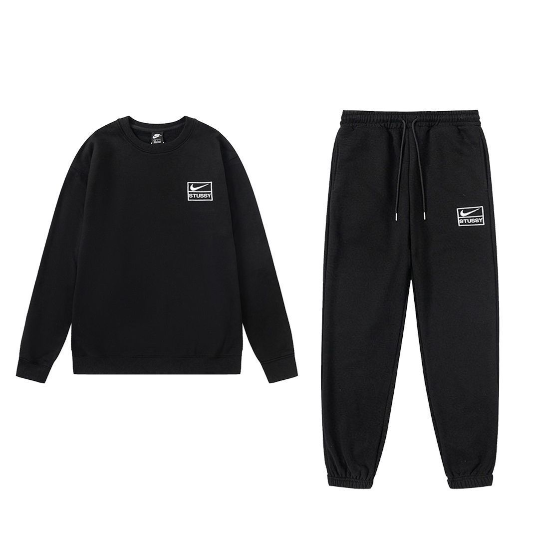 Nike x Stussy ブラックスウェット セットアップ 特価値 stussy nike 刺繍 スウェットセットアップ ブラック メンズ