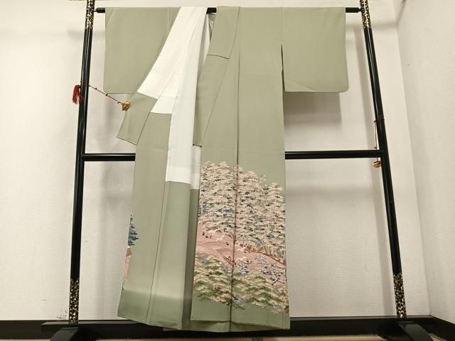 平和屋着物●本場加賀友禅作家 杉浦伸 色留袖 人物草木舟 南蛮船 暈し染め 正絹 AABC8038ph