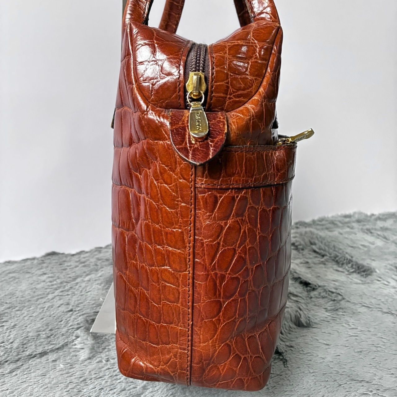 BALLY』 バリー ハンドバッグ クロコ 型押 金金具 レザー J