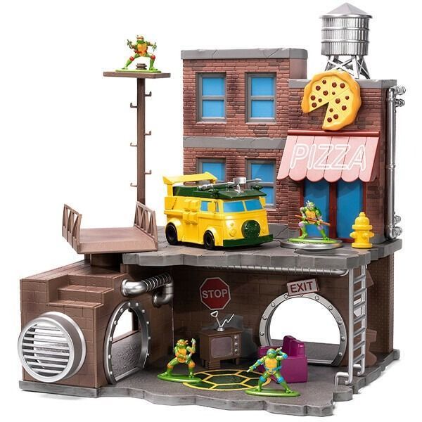 NANO SCENE TMNT TURTLE LAIR W 4 FIGURES VEHICLE タートルズ ミニカー アメリカン雑貨