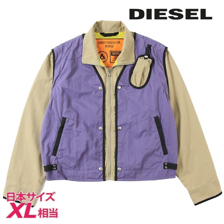 新品・未使用 ディーゼル DIESEL [XLサイズ相当] ミリタリージャケット メンズ デタッチャブルスリーブ 2way ウォッシュ加工 J-OHLEN