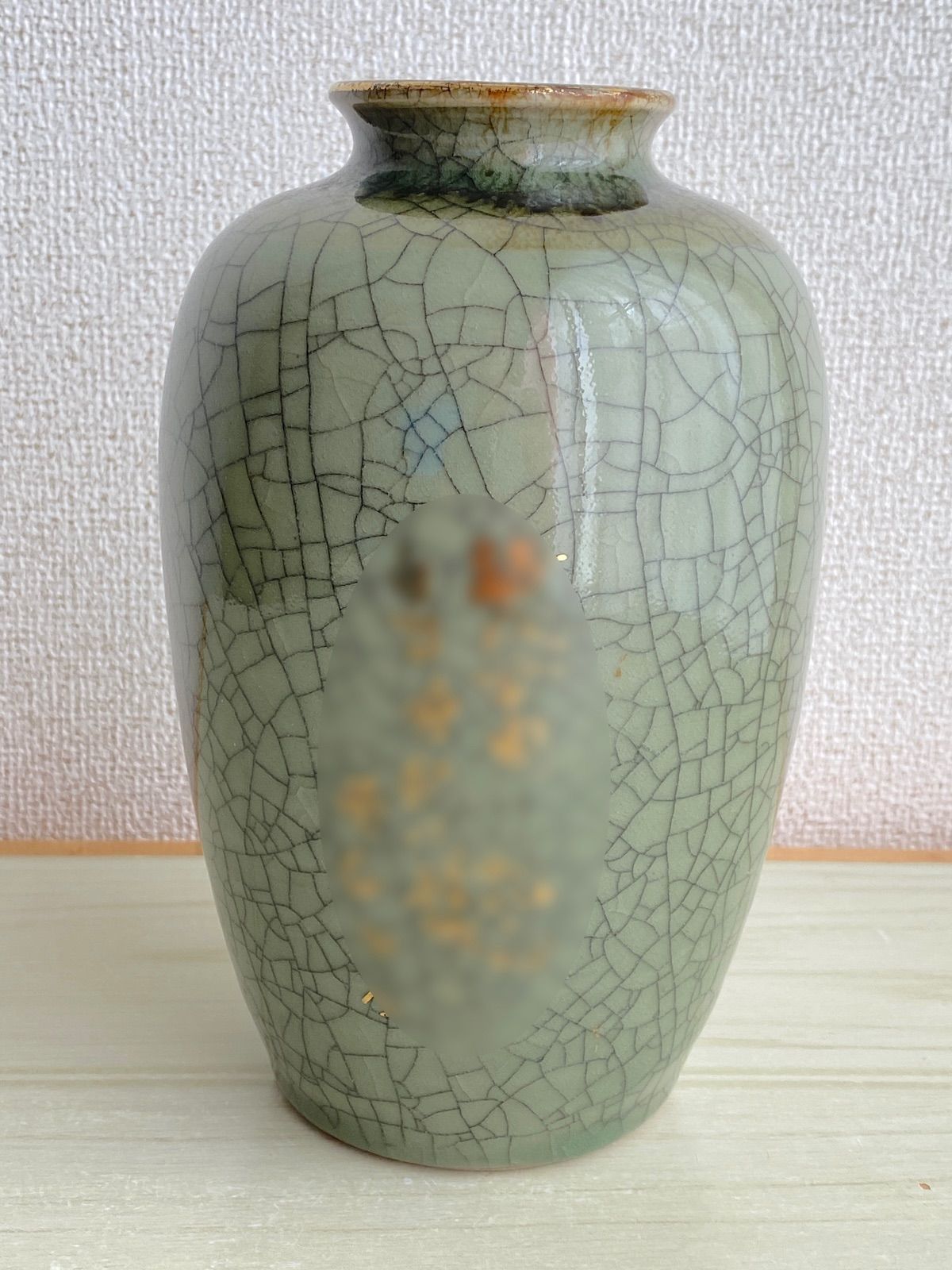 陶器 花瓶 古い相馬焼 木に紅白の花 貫入 Ac-286 陶器 花瓶 古い相馬焼 木に紅白の花 貫入 Ac-286