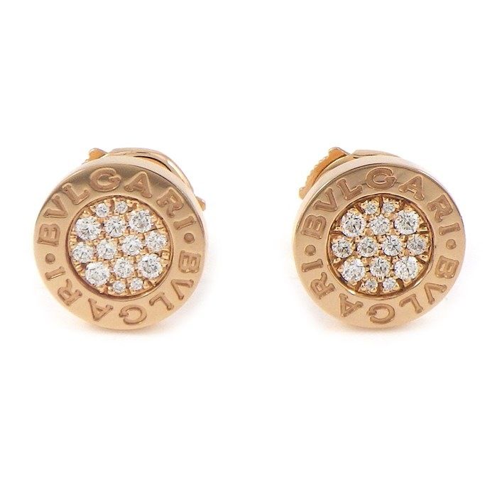 ブルガリ BVLGARI ピアス ブルガリ ブルガリ 354731 2個セット ロゴ サークル ラウンド パヴェ ダイヤモンド K18PG