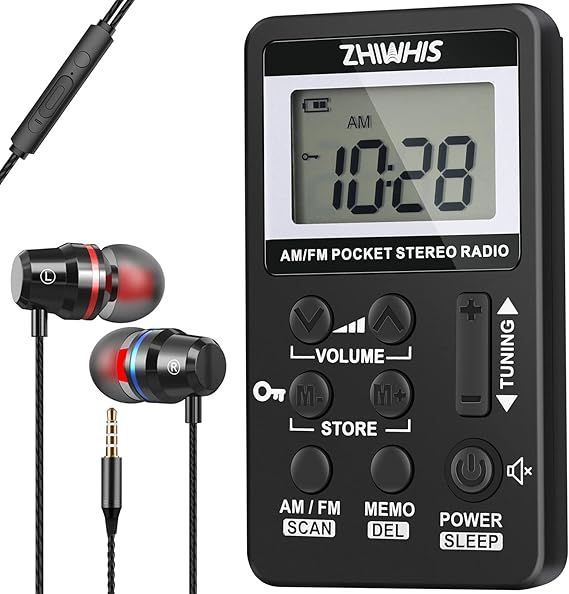 【在庫処分】ZHIWHIS 携帯ラジオ 小型充電式 タイマー/デジタル時計付き AM/FM/ワイドFM対応 DSP高感度ステレオ受信機 キーロックとプリセット機能付き 防災 通勤 旅行 運動用 日本語取説＆保証