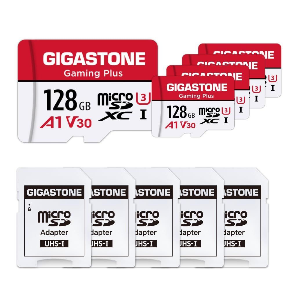 Nintendo Switch動作 済 GIGASTONE マイクロsdカード 128GB 5枚セット 転送速度100MB|S 高速 Full HD - 4K UHD動画 UHS-I A1 V30 U3 C10