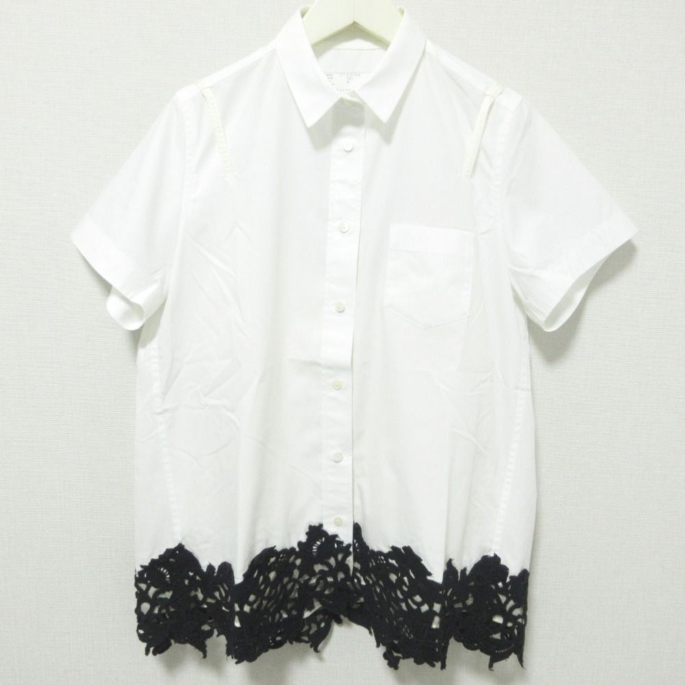 美品 クリーニング済 21SS sacai サカイ 半袖 レースドッキングシャツ ブラウス 21-05595 2 ホワイト×ブラック レディース 古着  中古 USED - メルカリ
