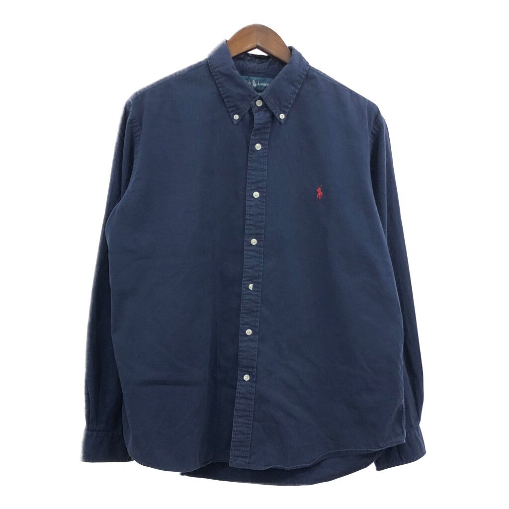 90年代 RALPH LAUREN ラルフローレン CUSTOMFIT 長袖シャツ アメカジ ペンシルストライプ ネイビー (メンズ XL ...