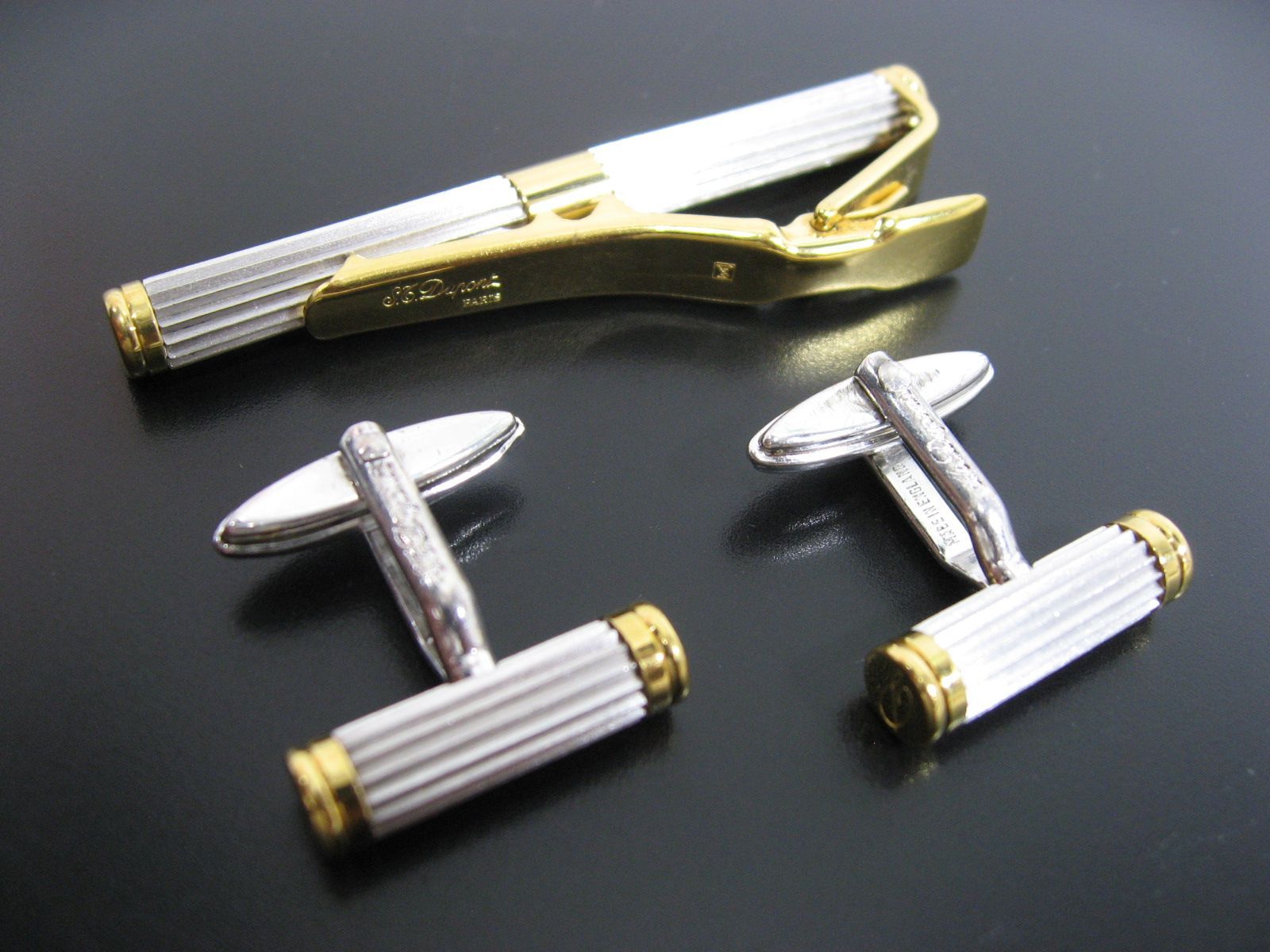美品　S.T. Dupont カフス　ネクタイピン 1676☆カフス□ネクタイピン□3点セット□エステーデュポン(S.T.