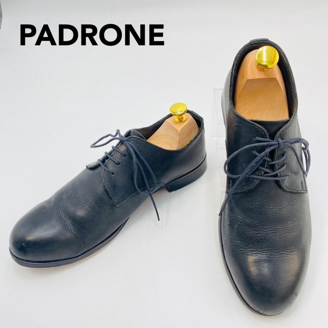 【PADRONE パドローネ】革靴 ドレスシューズ 黒 41 本革 美品 PADRONE ビジネスシューズ パドローネ / DERBY PLAIN TOE SHOES