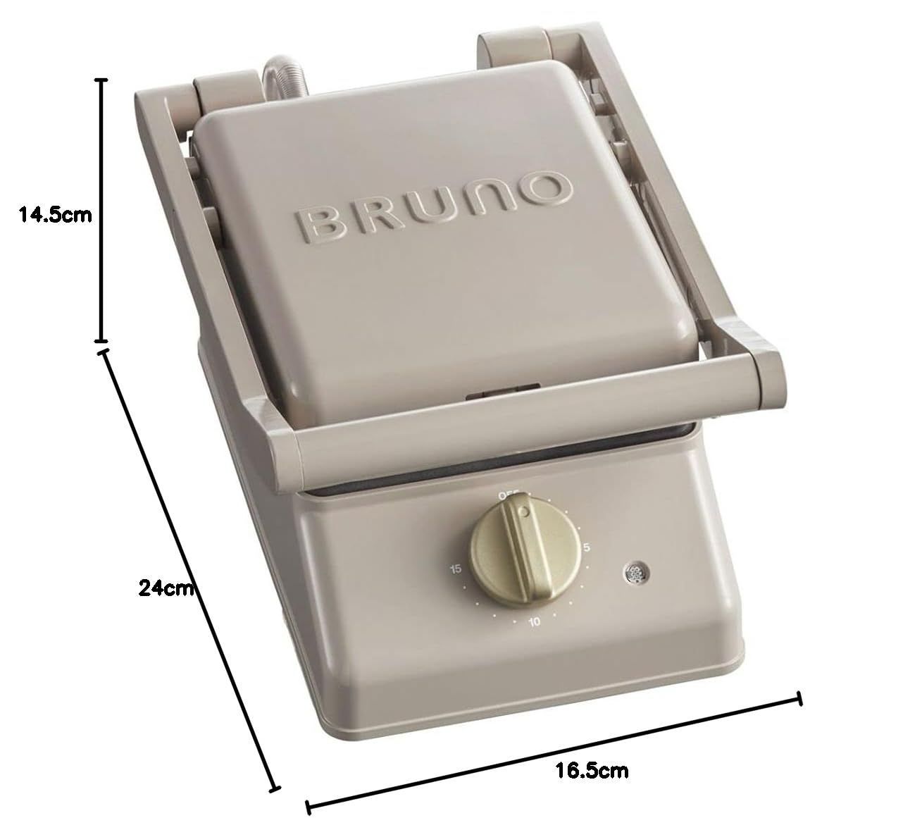 人気商品 BRUNO ブルーノ グリルサンドメーカー シングル ホットサンドメーカー おしゃれ 電気 耳まで焼ける 朝食 パン 食パン タイマー付き プレート取りはずし可 グレージュ ブルーノ BOE083-GRG WWW_KANDAIZUMI_COM