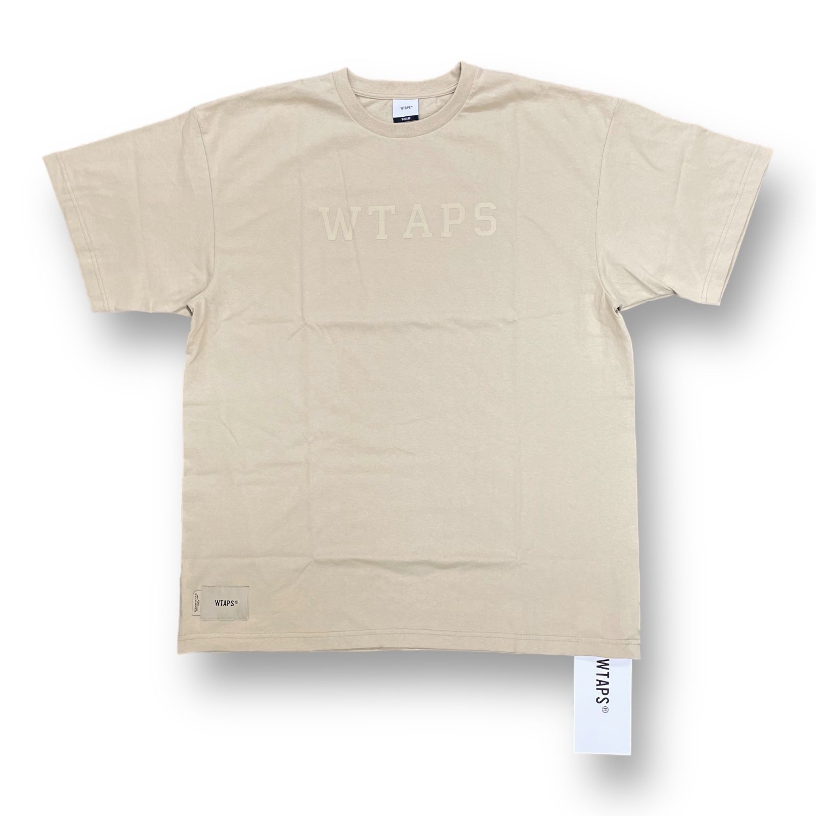 新品 WTAPS 23SS COLLEGE / SS / COTTON カレッジ ロゴプリント クルーネック Tシャツ ダブルタップス  231ATDT-STM06S ベージュ 03