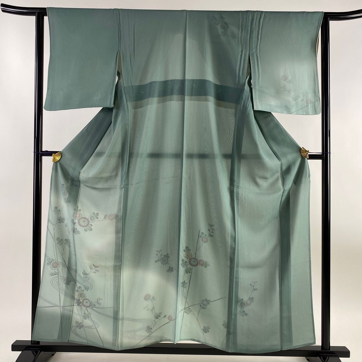 訪問着 身丈161cm 裄丈69.5cm L 袷 煎ら 松井青々 落款 菊 