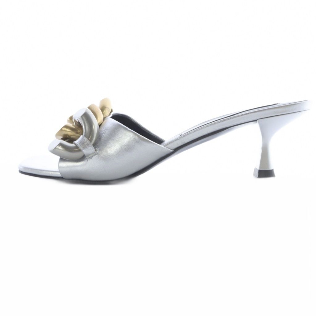 ステラマッカートニー STELLA McCARTNEY ファラベラ サンダル ミュール レザー 37 シルバー色