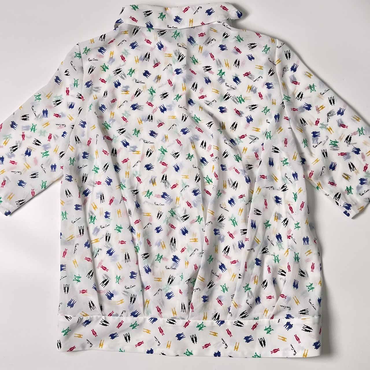 pierre cardin ピエールカルダン 総柄 5分袖 シャツ ブラウス 40 