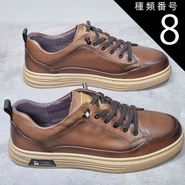 種類8：ブラック【No.02】/25.5cm カジュアルシューズ メンズ スニーカー メンズシューズ デッキシューズ 本革 シークレットシューズ 革靴 靴 レースアップ 身長4.5cmアップ