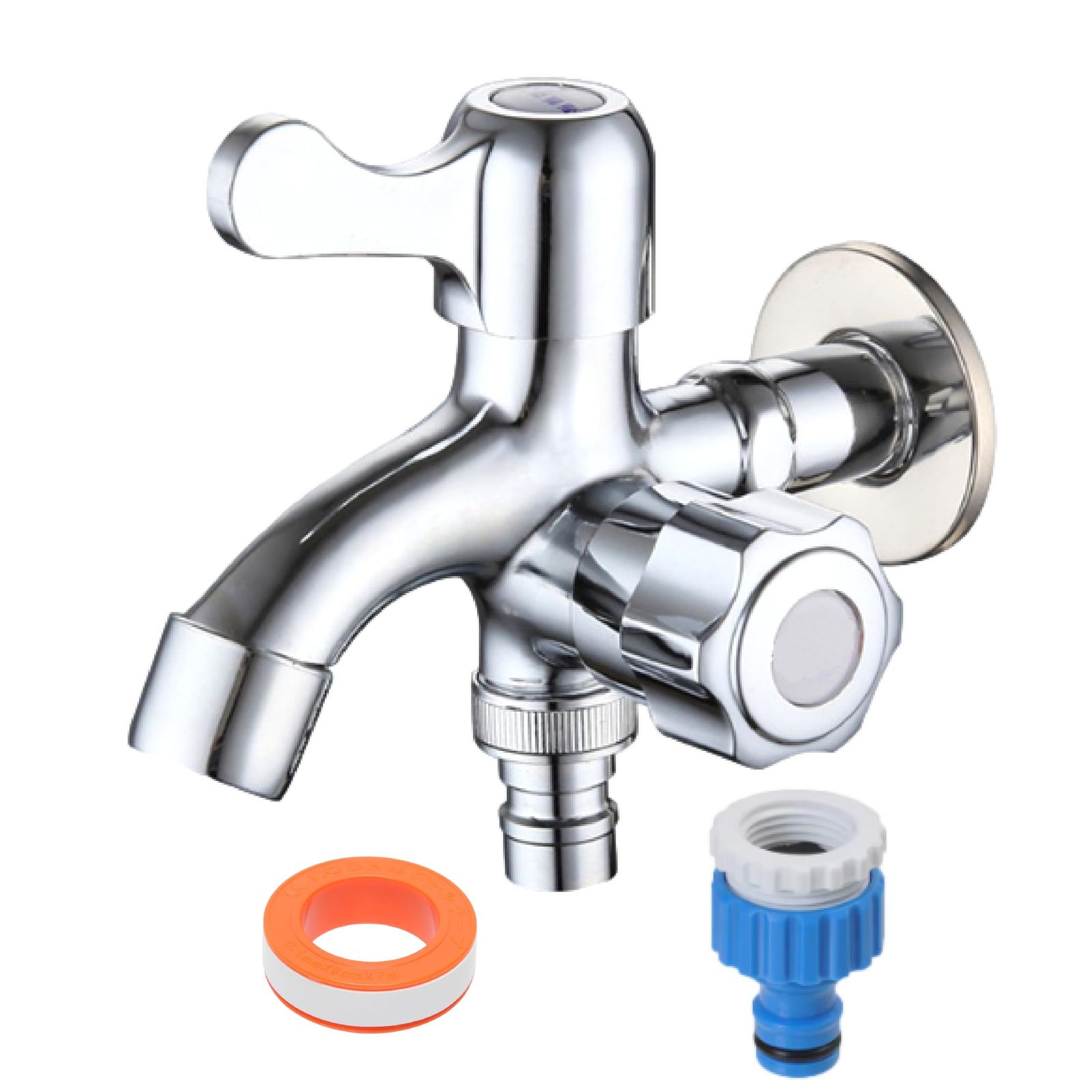 Sugarello 散水用 二口横水栓 呼び13 ワンタッチ接続 ホース 屋外水栓