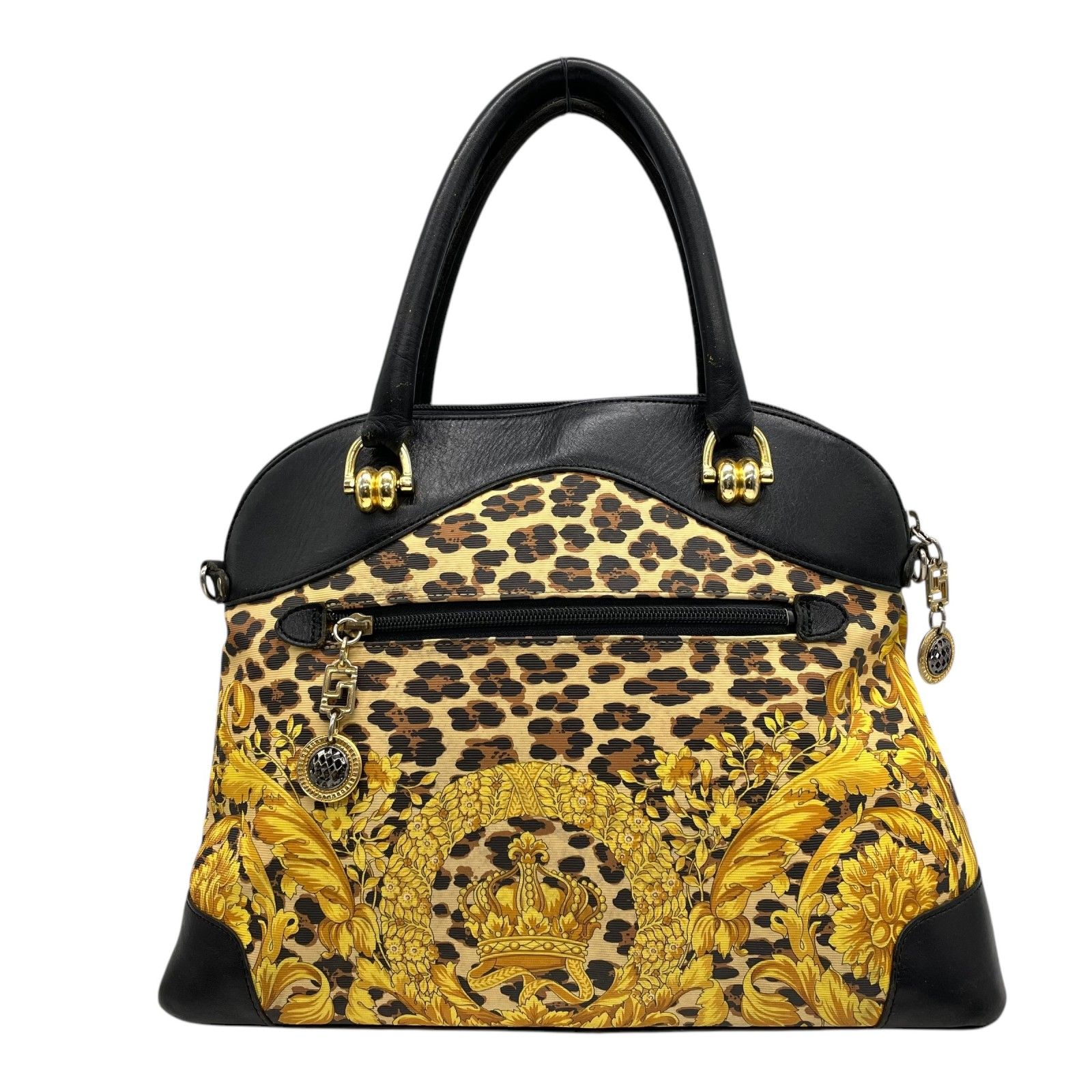 正規品 GIANNI VERSACE レオパード ハンドバッグ 2way PVC 正規品 GIANNI VERSACE レオパード ハンドバッグ 2way PVC