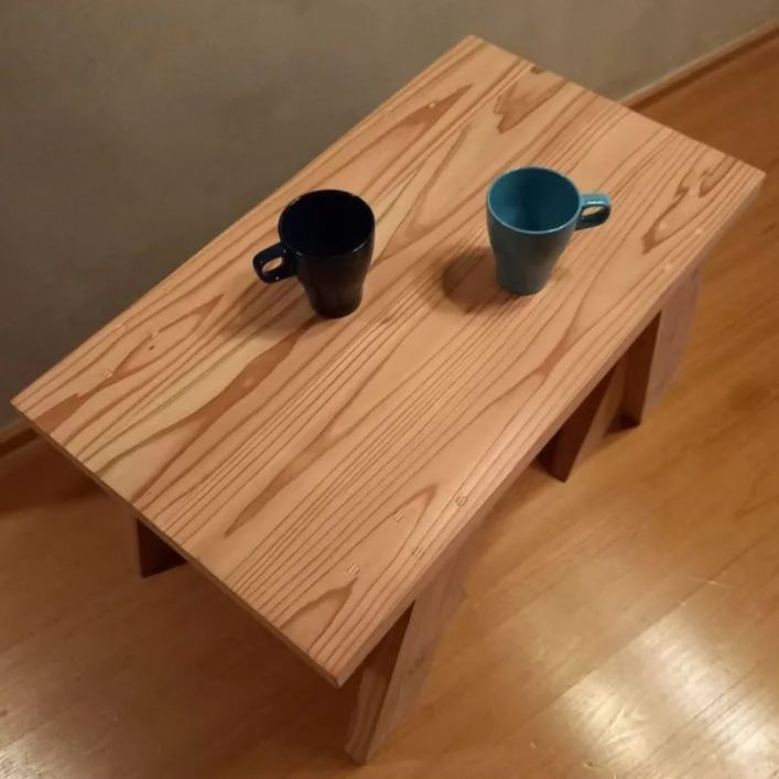 国産杉 どっしり8本脚テーブル スツール 赤みナチュラル 踏み台 ベンチ